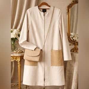 Doncaster collarless wool blend trench size 12